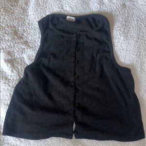 Garage high neck button front top